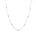Collana minimalista placcata oro 18K con sette ciondoli a fiore in zircone su catena fine - Argento (25699)