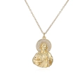 Detalle del colgante de San Judas chapado en oro 18K con piedras en una cadena tipo O - Patrón San Judas Jesús(25710)