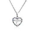 Close-up of heart-shaped MAMA pendant with colorful zircon stones and boy silhouette - Silver (20720)