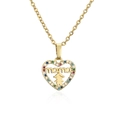 Collar de corazón dorado con texto mama y piedras de colores para el día de la madre - Dorado (20723)
