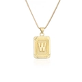 Collar hip hop bañado en oro con colgante rectangular y letra W en relieve - Letra W