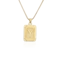 Collier hip hop plaqué or avec pendentif rectangulaire et la lettre majuscule Y - Lettre Y / Or