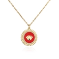 Detailansicht der Goldhalskette mit rotem Emaille-Auge und Mikroeinlage-Zirkonen - Roter Stil (20895) / Gold