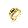 Vintage 18K vergulde ring met oogmotief en een gehamerde geometrische textuurafwerking - Verstelbaar Open / Goud (11227)