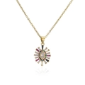 Dettaglio del ciondolo a forma di occhio placcato oro 18K con zirconi cubici colorati - Stile a Raggiera Occhio Radiante (21105)