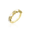 Close-up of heart-shaped open ring with white enamel and micro-set cubic zirconia stones - White Heart Style (11411)