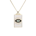Dettaglio del ciondolo rettangolare malocchio con smalto bianco e cristalli - Stile Malocchio Bianco (21278)