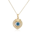 Dettaglio della collana a cuore placcata oro 18K con ciondolo occhio del male 3D - Stile Occhio del Diavolo Cuore Traforato (21290)