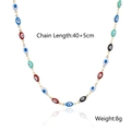 Detail der vergoldeten Evil Eye Halskette mit bunten Emaille Perlen und 40+5cm Länge - Halskette (21533)