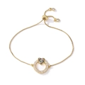 Bracelet ajustable doré avec motif cœur et zircons cubiques étincelants - Style Zirconia Coloré en Forme de Cœur (30672)