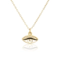 Detailed macro view of the gold-plated evil eye pendant necklace with cubic zirconia - Evil Eye Enamel Style (21549)