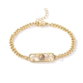 Bracciale a catena cubana placcato oro con ciondolo sole in zirconi colorati - Stile Traforato Sole Fiore Cuore Stella (30665)