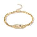 Dettaglio del bracciale placcato oro con piastrina a fulmine e zirconi colorati - Stile Traforato Fulmine Stella a Cinque Punte (30666)
