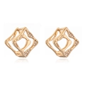 Minimalistische 18K vergulde geometrische holle oorringen met glanzende witte zirkonia - Gouden Stijl (45704)