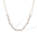 Elegante collar de doble capa en acero inoxidable chapado en oro 18K con perlas barrocas - Estilo Perla Dorada de Doble Capa (24845)