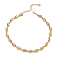 Minimalist 18K gold plated stainless steel necklace with water drop shape pendants - Gold (24851)