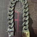 Bracelet en acier argenté vintage avec gravures de runes vikings et boucle massive - 19.5cm / Thème Runes (BC8-083)