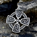 Pendente Croce Celtica vintage in acciaio inossidabile argento con nodi Triquetra - Stile Croce Celtica (BP8-813)