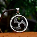 Retro stainless steel tomoe wheel pendant with hammered texture for men - Pendant Only (No Chain Included)