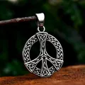 Vintage Celtic Knot Peace Symbol Pendant in silver stainless steel on rustic background - Pendant Only (Without Chain) / Vintage Silver