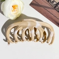 Detail shot of large soft silicone hair claw clip featuring beige marble texture patterns - 10.5cm Watermelon - Khaki (89112)