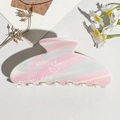 Dettaglio della molletta per capelli rosa marmo con scritta Happy Day e sorriso - Stile Sorriso Marmo Rosa Grigio (165-4)