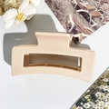 Detailed macro view of an 8.5cm matte beige square hair claw clip on white background - ABS / ABS 8.5cm Square - Matte Khaki