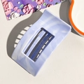 Detail of light purple marble pattern rectangular hair claw clip with a hollow design - 9.5cm Square - Light Blue (89235)