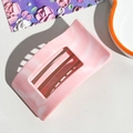 Detail view of large square pink marble hair claw clip on an aesthetic background - 9.5cm Square - Pink (89237)