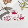 Detail of a white hair claw clip with cherry and bow prints for Valentine's hairstyles - UV Printed Square Head-Cream White 169-3