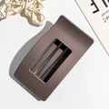 Detailed close-up of matte dark brown rectangular hair claw clip with internal comb teeth - Square Clip / Silicone / Matte Dark Coffee