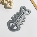 Dettaglio di fermaglio per capelli BB grigio con glitter argento e texture a onde - Stile Traforato a Lisca di Pesce / 7cm / Rosa Scuro e Grigio Fumo