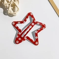 Dettaglio di un fermaglio a stella con motivo a quadri rossi e bianchi per bambini - Clip BB a Maglia Stella / 5cm / quadri bianchi e rossi