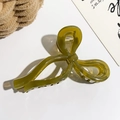 Détail de la pince à cheveux nœud vert olive translucide avec ressort doré - Pince Nœud Papillon Gelée(90060) / PS / 11cm / Vert Militaire