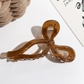 Détail de la pince à cheveux noeud ambrée translucide avec ressort en métal argenté - Pince Nœud Papillon Gelée(90059) / PS / 11cm / Marron
