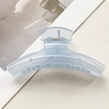 Close-up of translucent light blue hair claw clip with a strong silver metal spring - Jelly Straight Claw Clip(89963) / PS / 11.5CM / Sky Blue