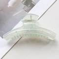 Macro detail of large translucent mint green hair claw clip with golden metal spring - Jelly Straight Claw Clip(89965) / PS / 11.5CM / Light Green