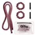 Detail van de fluwelen hittevrije krulset inclusief scrunchies, clips en opbergzakje - Flanellet / Verlengde Versie / Oudroze