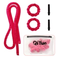 Hittevrije krulset in rozerood met fluwelen staaf, scrunchies, clips en opbergtas - Flanellet / Verlengde Versie / Rozerood