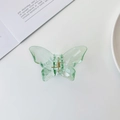 Elegant light green butterfly hair claw clip with crystal texture and golden spring - Emerald