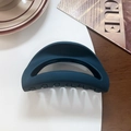Matte dark teal square hair claw clip with flat silicone finish for women's hair styling - Moon Clip / Silicone / Matte Navy Blue