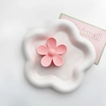 Matte pink flower hair claw clip in a minimalist 5-petal design for elegant styling - Pink