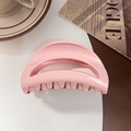 Elegant matte pink silicone hair claw clip in a trendy square flat shark clip design - Moon Clip / Silicone / Glossy Pink