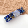 Close-up of elegant marble pattern acetate hair clip with polished tortoiseshell finish - Marble Blue Coffee