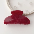 Elegant wine red acetate hair claw clip with marble texture for thick hair styling - Wine Red Marble
