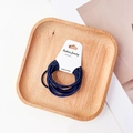 Close-up of deep blue high-elastic hair ties set on a white branded display card - Navy Blue