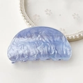 Elegant light blue acetate hair claw clip with marble texture for French twist hairstyles - Blue Water Ripple Round Head