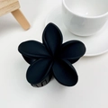 Detail of matte black floral hair claw clip on a minimalist white background - Frosted Style / Matte Plumeria - Black