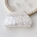 Elegant white marble pattern acetate hair claw clip with pearlescent finish for women - White Water Ripple Round Head