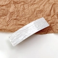 Elegant rectangular acetate hair clip featuring a white marble texture and minimalist design - Quicksand Off-white